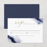 ANYA | Bohemian Navy Blue Watercolor RSVP Card
