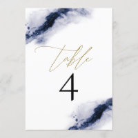 ANYA | Navy Blue Watercolor Gold Table Number