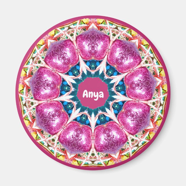 ANYA ~ Personalized Pink 3D Pattern Fractal ~   Magnet (Front)