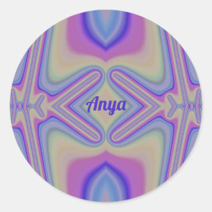 ANYA~ Pretty Pastel Shades Fractal ~ Personalised Classic Round Sticker