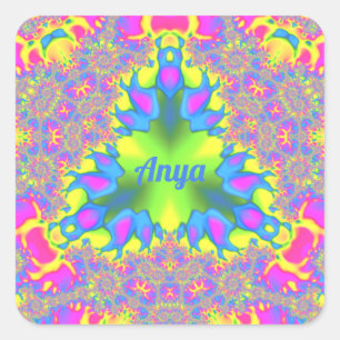 ANYA ~ Shades Yellow, Green, Pink, Blue   Square Sticker