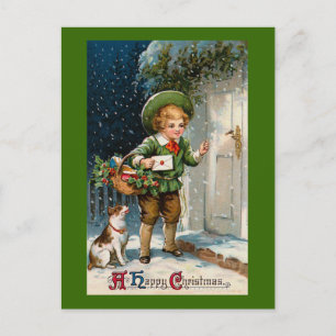 "Anybody Home ?" Vintage Christmas Holiday Postcard