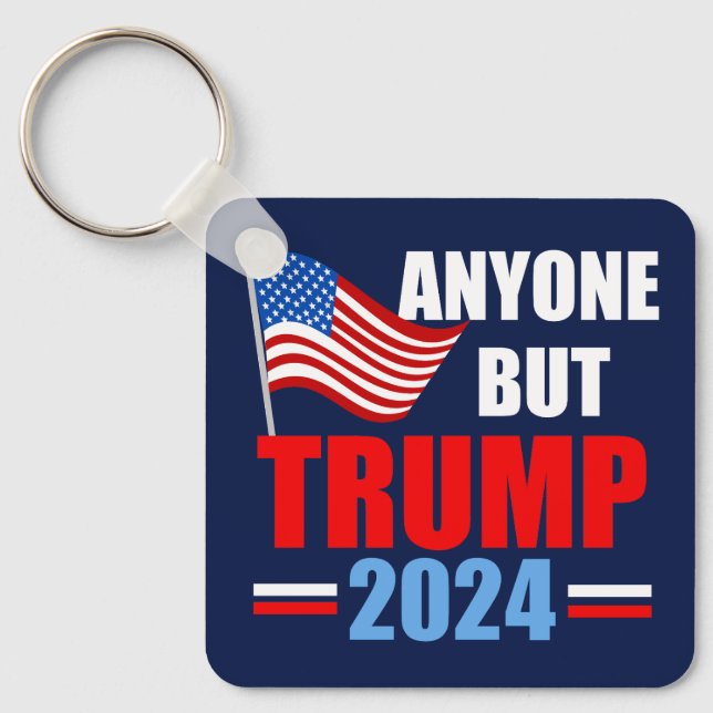 Anyone But Trump 2024 Funny Political Blue Key Ring (Front)
