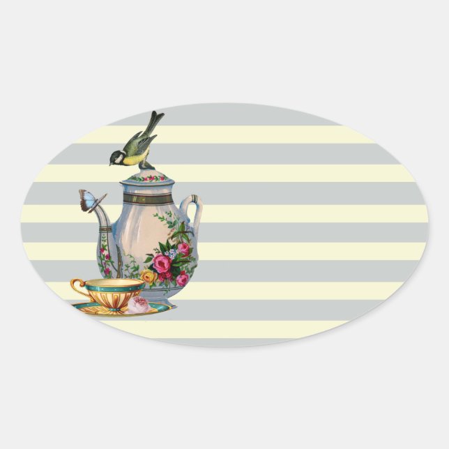 Anyone for tea? oval sticker (Front)