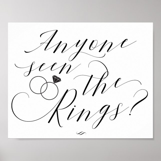 Anyone Seen the Rings Processional Wedding Sign (Front)