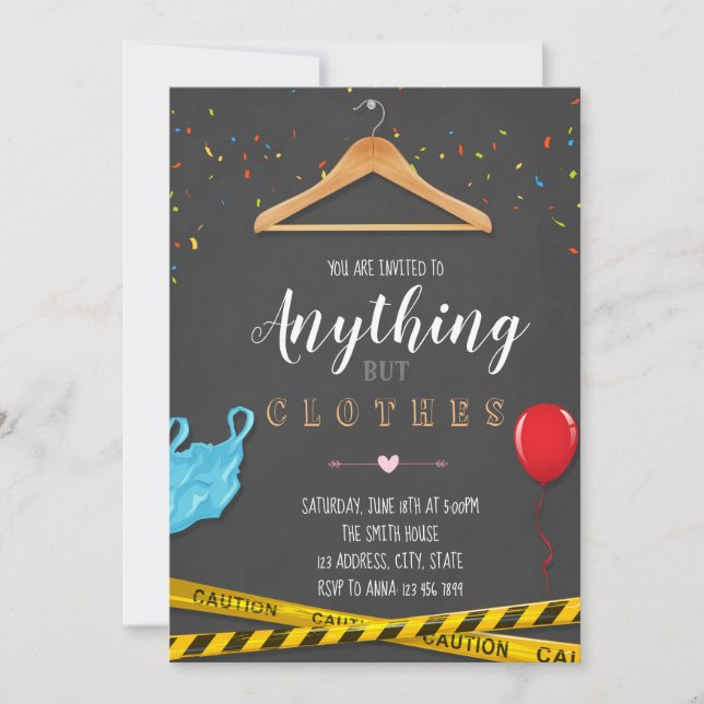 Anything but clothes party invitation (Front)