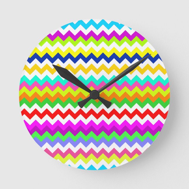 Anything But Gray Chevron Stripes Round Clock (Front)