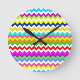 Anything But Gray Chevron Stripes Round Clock