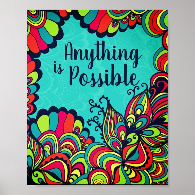 Anything is Possible Colorful Inspirational Quote Poster (Front)