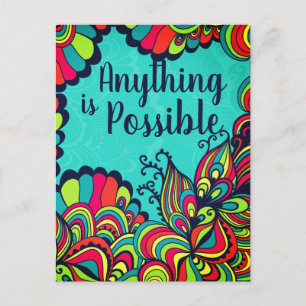 Anything is Possible Colourful Inspirational Quote Postcard