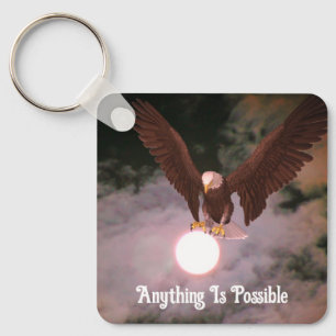 Anything Possible Eagle Full Moon Inspirational Key Ring