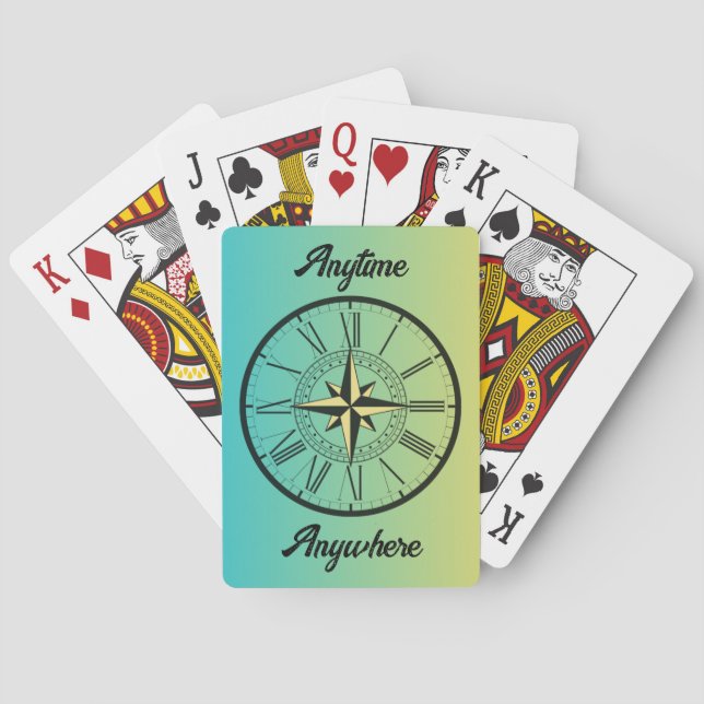Anytime, Anywhere - Clock and Compass Playing Card (Back)
