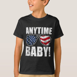 Anytime Baby Vintage Usa Flag Sungles Patriotic T-Shirt