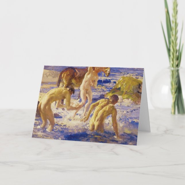 Anzacs Bathing in the Sea Fine Art Greetings Card (Front)