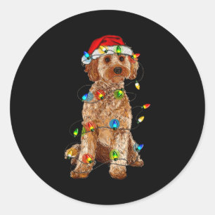 Ao Christmas Tree Light Pajama Dog Lover Xmas Funn Classic Round Sticker