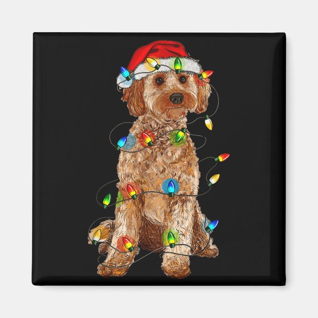 Ao Christmas Tree Light Pajama Dog Lover Xmas Funn Magnet (Front)