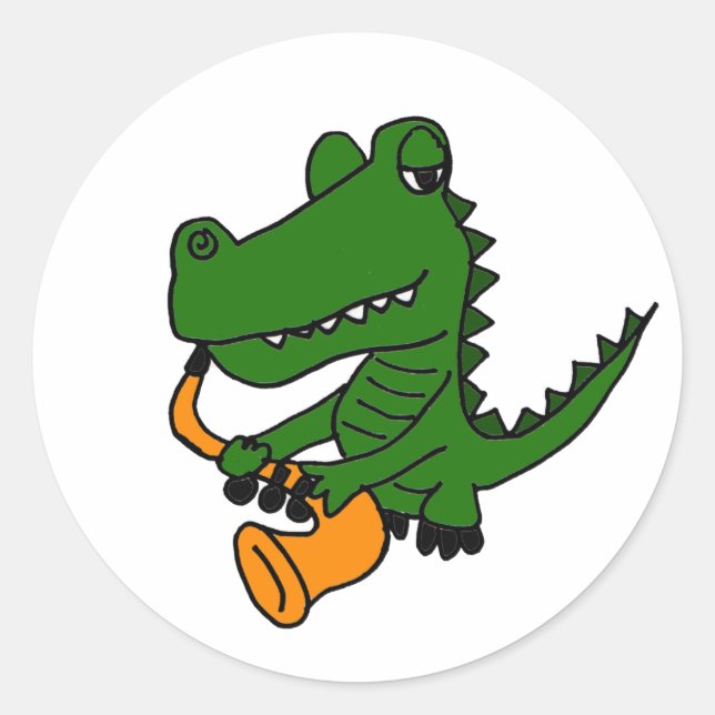 AO- Gator Playing the Saxophone Classic Round Sticker (Front)
