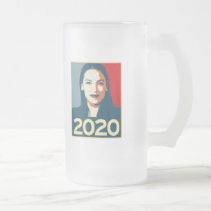 AOC 2020 Propaganda Frosted Glass Beer Mug
