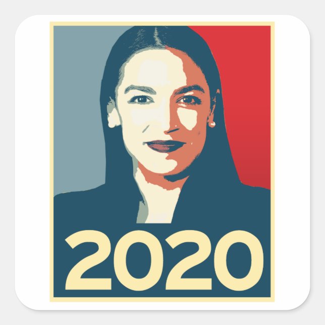 AOC 2020 Propaganda Square Sticker (Front)