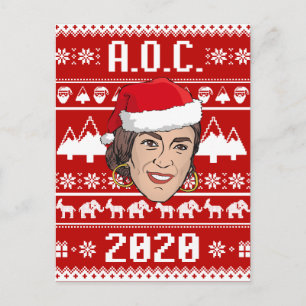 AOC 2020 Ugly Christmas Holiday Postcard