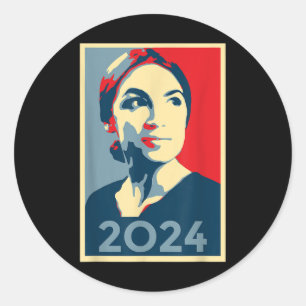 Aoc 2024 President Retro T Shirt  Classic Round Sticker