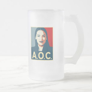 AOC 2024 Propaganda Frosted Glass Beer Mug