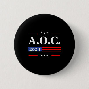 Aoc 2028 A.o.c. 2028 For President American Flag  6 Cm Round Badge