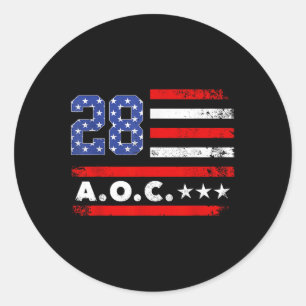 Aoc 2028 A.o.c. 2028 For President American Flag Classic Round Sticker