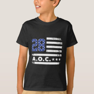 Aoc 2028 A.o.c. 2028 For President American Flag L T-Shirt