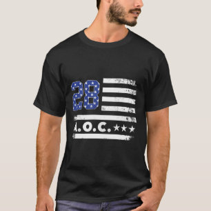 Aoc 2028 A.o.c. 2028 For President American Flag L T-Shirt