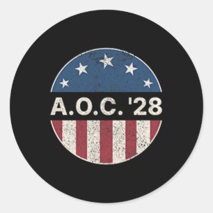 Aoc 2028 A.o.c. 2028 For President American Flag P Classic Round Sticker