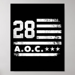 Aoc 2028 A.o.c. 2028 For President American Flag  Poster