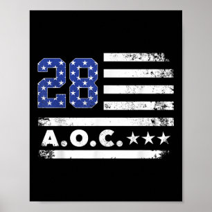 Aoc 2028 A.o.c. 2028 For President American Flag  Poster