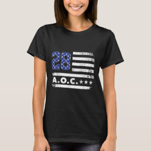 Aoc 2028 A.o.c. 2028 For President American Flag T-Shirt