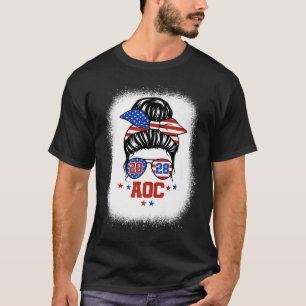Aoc 2028 A.o.c. 2028 For President Messy Bun Girl T-Shirt