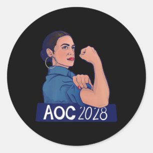 Aoc 2028 Alexandria Ocasio Cortez 2028 Premium Classic Round Sticker
