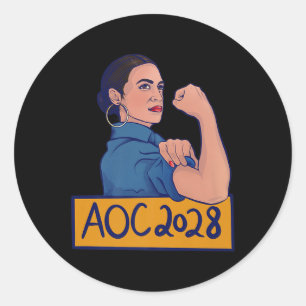 Aoc 2028 Alexandria Ocasio Cortez 2028 Premium Classic Round Sticker