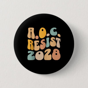 Aoc 2028 For President Resist Wavy Alexandria Ocas 6 Cm Round Badge