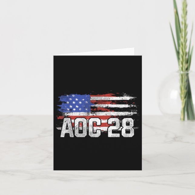 Aoc 2028 President Distressed Us Flag  Card (Front)