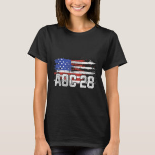 Aoc 2028 President Distressed Us Flag  T-Shirt