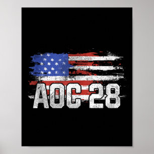 Aoc 2028 President Distressed Us Flag Tank Top  Poster