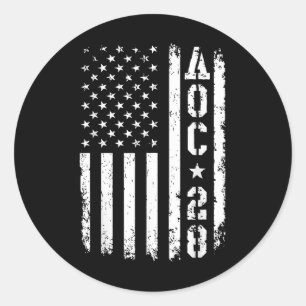 Aoc 2028 Us Flag  Classic Round Sticker