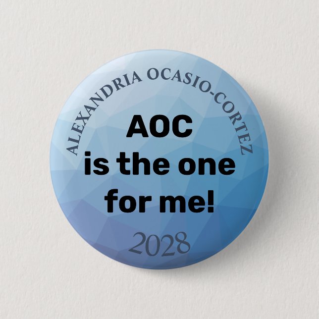 AOC Alexandria Ocasio-Cortez 2028 6 Cm Round Badge (Front)