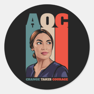 Aoc Alexandria Ocasio-cortez First Female Presiden Classic Round Sticker