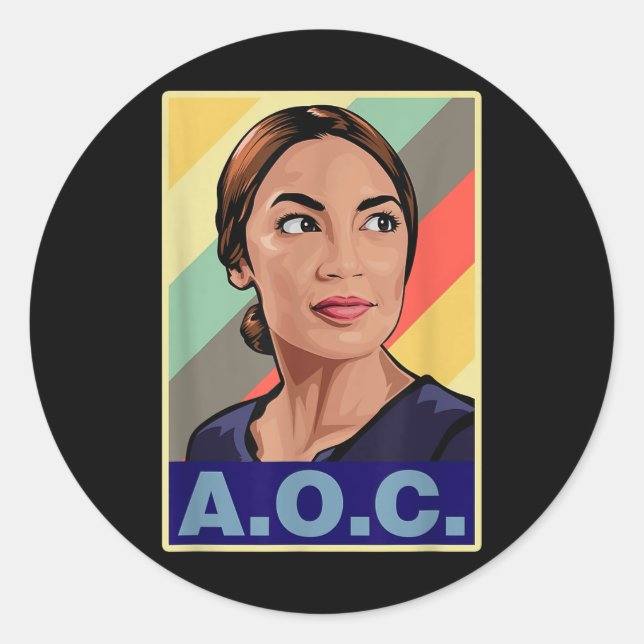 Aoc Alexandria Ocasio-cortez First Female Presiden Classic Round Sticker (Front)