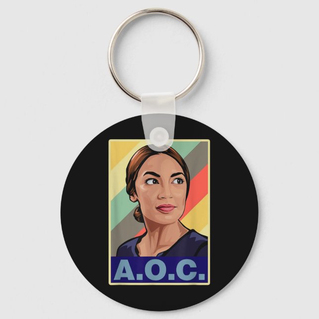 Aoc Alexandria Ocasio-cortez First Female Presiden Key Ring (Front)