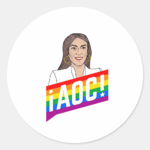 AOC LGBT PRIDE CLASSIC ROUND STICKER