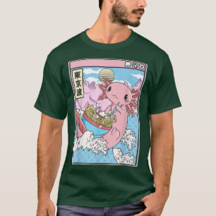 Aolotl Eating Ramen Japan Waves Anime Kawaii Vapor T-Shirt
