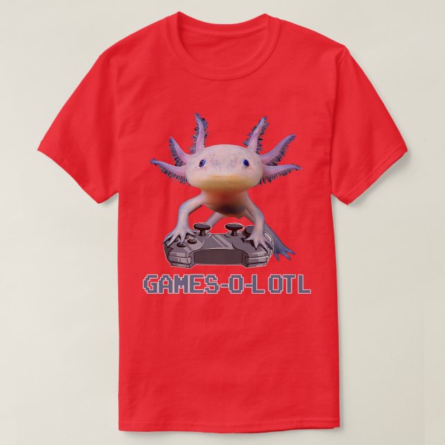 Aolotl Fish Playing Video Game WhiteAolotl Lizard  T-Shirt (Design Front)