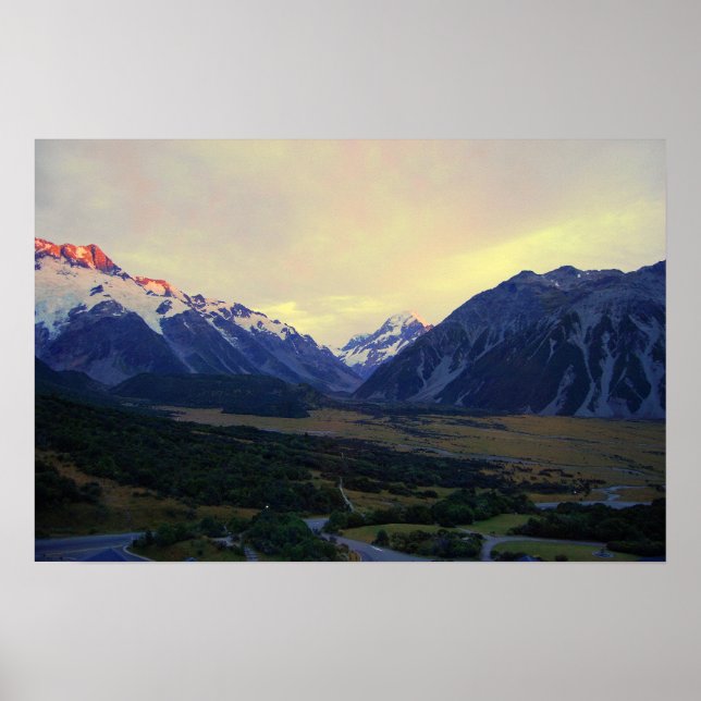 Aoraki/Mount Cook, New Zealand, at Sunrise Poster (Front)